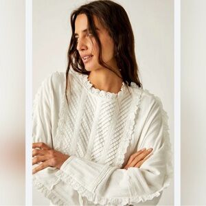 Free People Elegant White Lace Blouse